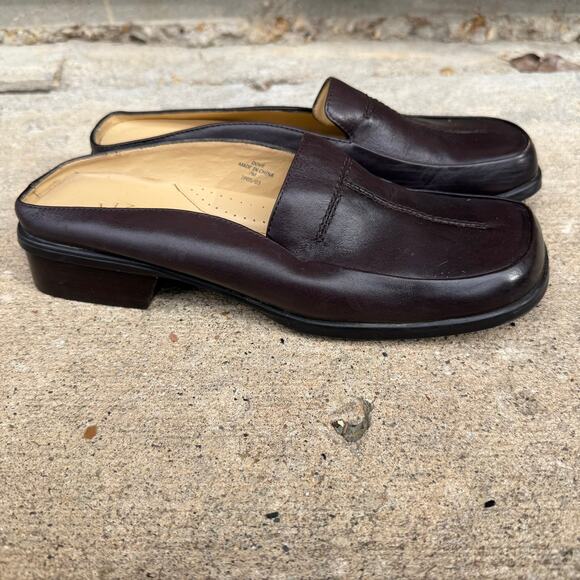 Liz Claiborne Liz flex Brown Leather Mule Loafers - Size 7M - Picture 1 of 6